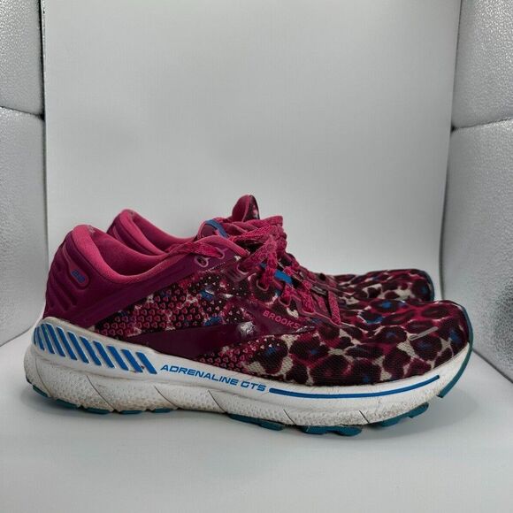 Brooks Adrenaline GTS 22 Shoes Womens Size 10 B Pink Cheetah Print Running - Picture 1 of 12